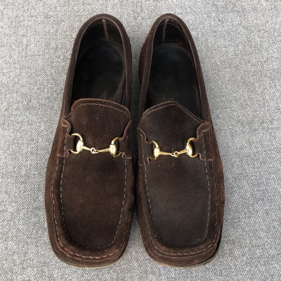 Gucci Shoes - GUCCI Horsebit Suede Leather Loafers